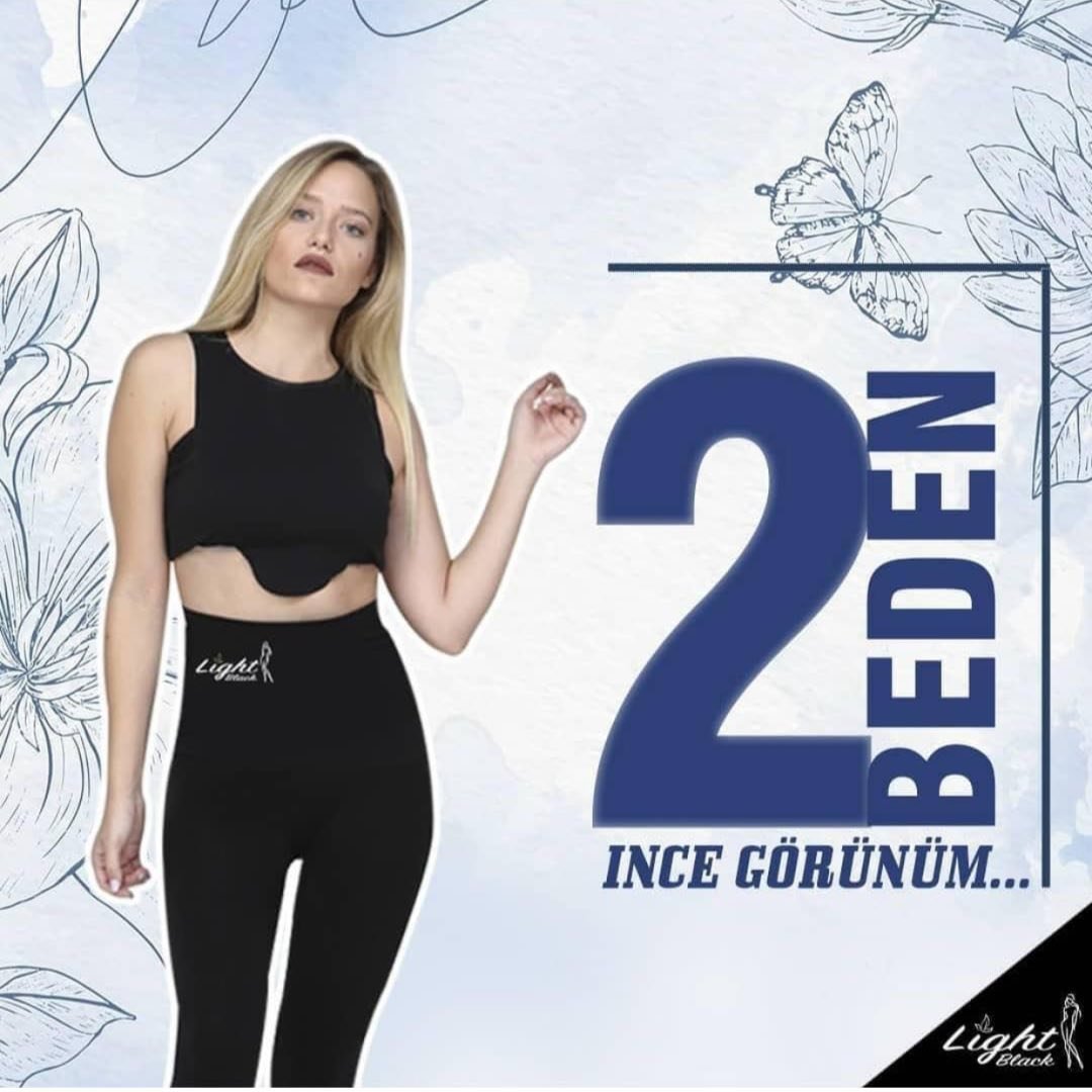 Light Black - 2 Beden İnceltici Korse Tayt 